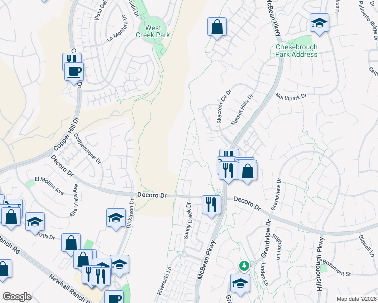 map of restaurants, bars, coffee shops, grocery stores, and more near 27813 Summer Grove Place in Santa Clarita