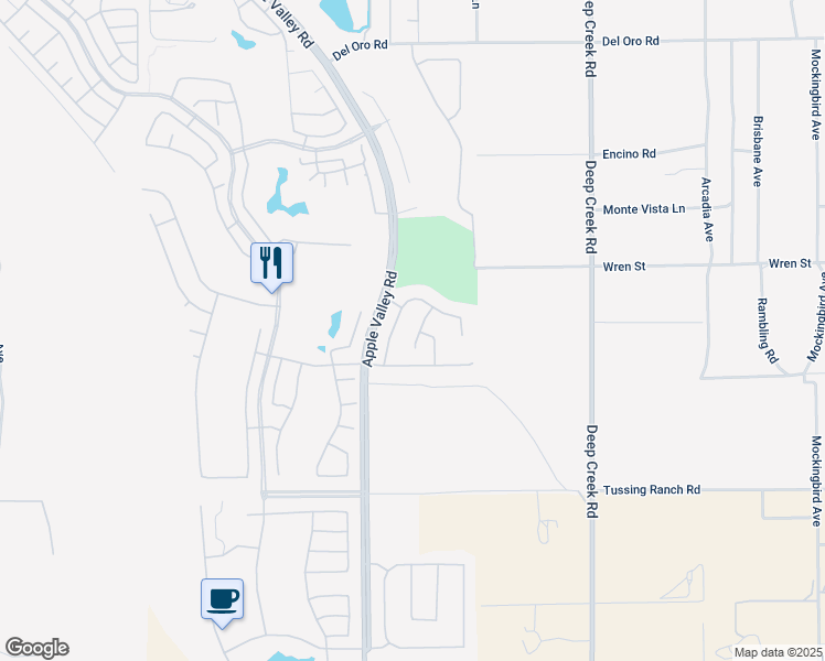 map of restaurants, bars, coffee shops, grocery stores, and more near 10818 Toyon Court in Apple Valley