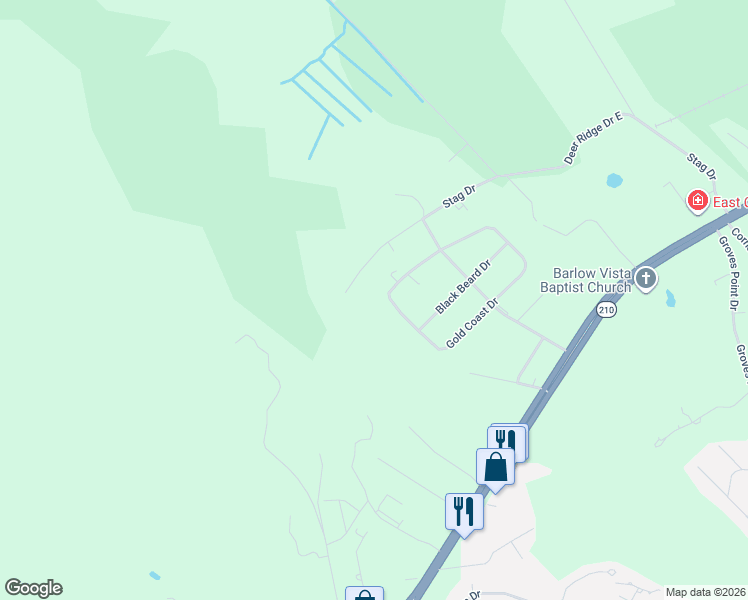 map of restaurants, bars, coffee shops, grocery stores, and more near 211 Gold Coast Drive in Hampstead