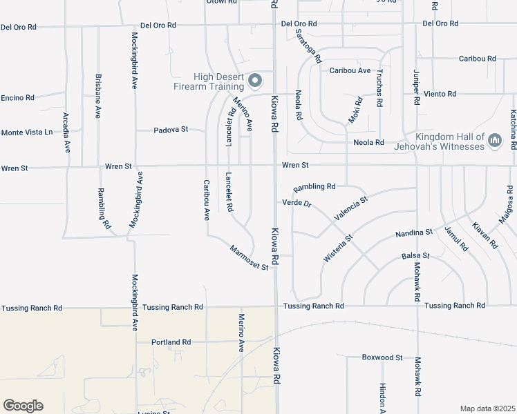 map of restaurants, bars, coffee shops, grocery stores, and more near 10781 Merino Avenue in Apple Valley