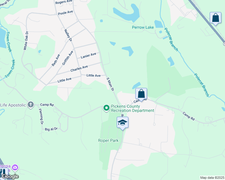 map of restaurants, bars, coffee shops, grocery stores, and more near 1494 South Main Street in Jasper
