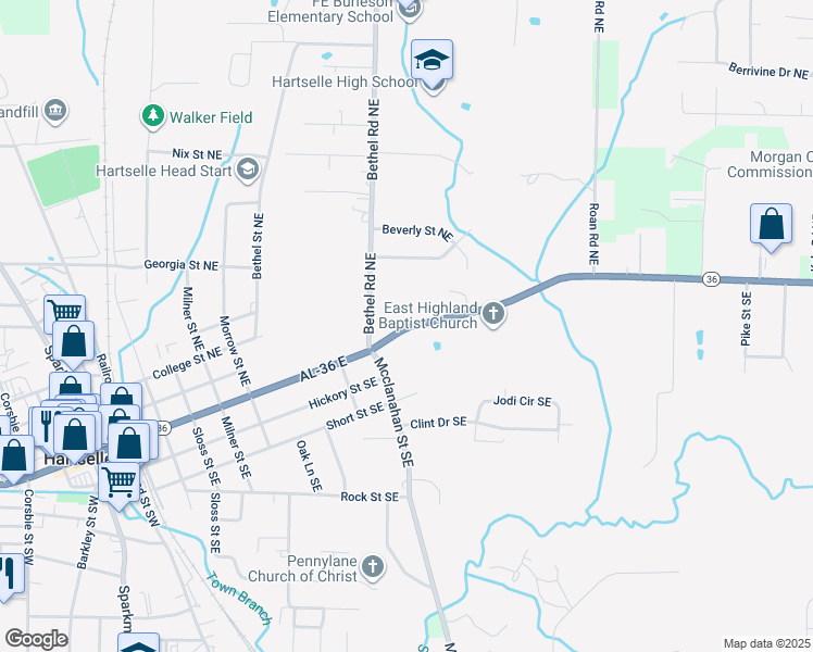 map of restaurants, bars, coffee shops, grocery stores, and more near in Hartselle