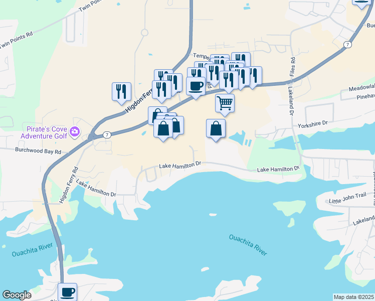 map of restaurants, bars, coffee shops, grocery stores, and more near in Hot Springs