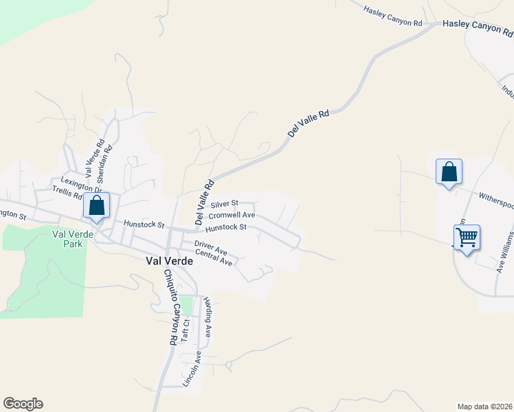 map of restaurants, bars, coffee shops, grocery stores, and more near 29626 Silver Street in Val Verde