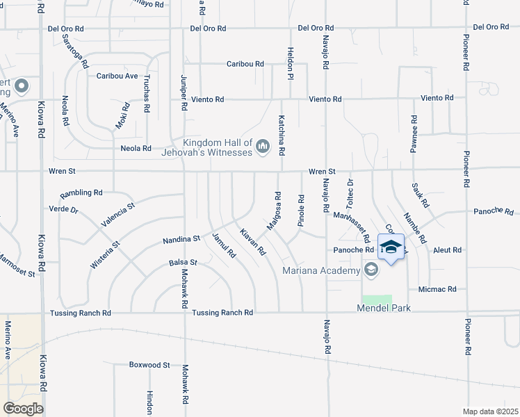 map of restaurants, bars, coffee shops, grocery stores, and more near 10770 Malgosa Road in Apple Valley