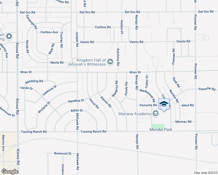 map of restaurants, bars, coffee shops, grocery stores, and more near 10770 Malgosa Road in Apple Valley