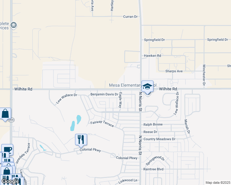 map of restaurants, bars, coffee shops, grocery stores, and more near 3712 Benjamin Davis Drive in Clovis