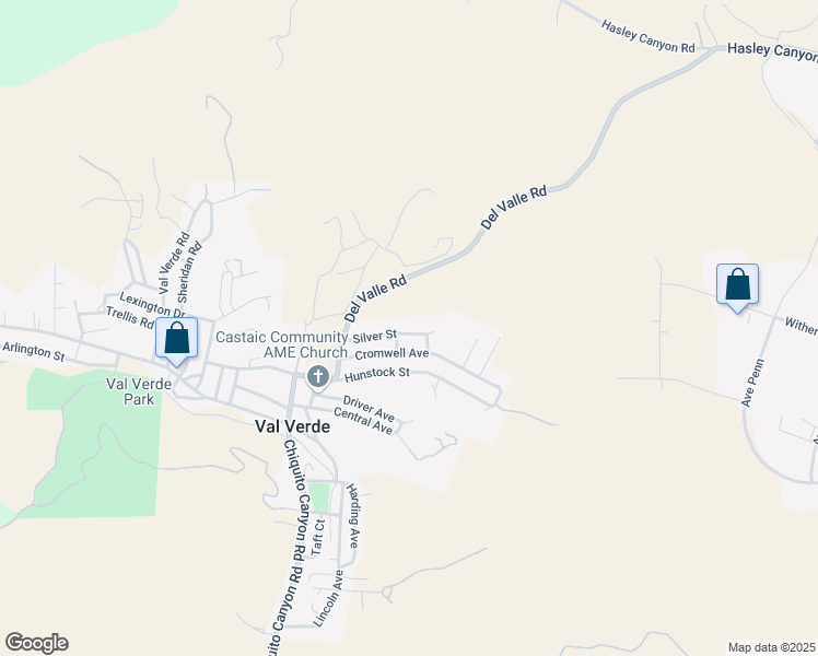 map of restaurants, bars, coffee shops, grocery stores, and more near 29673 Silver Street in Val Verde