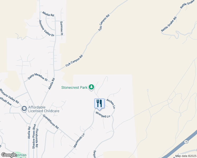 map of restaurants, bars, coffee shops, grocery stores, and more near 29799 Mammoth Lane in Santa Clarita