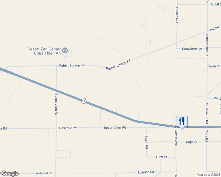 map of restaurants, bars, coffee shops, grocery stores, and more near Rabbit Springs Road in Lucerne Valley