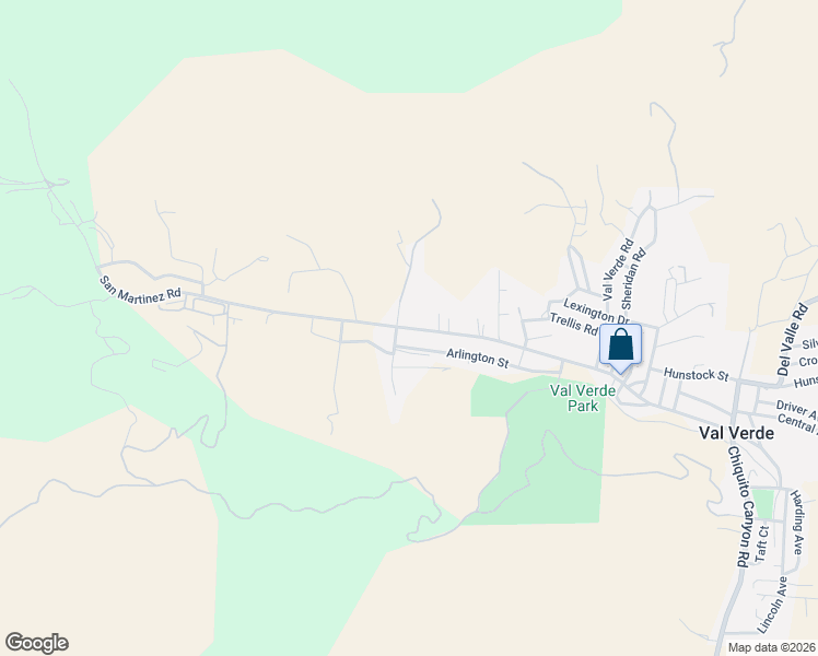 map of restaurants, bars, coffee shops, grocery stores, and more near San Martinez Road in Val Verde