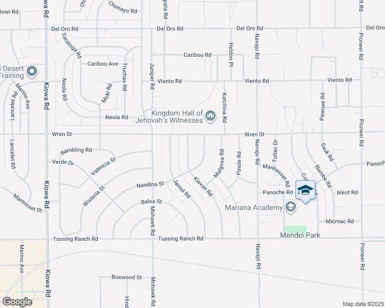 map of restaurants, bars, coffee shops, grocery stores, and more near 10833 Kiavan Road in Apple Valley
