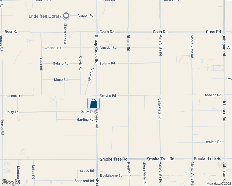 map of restaurants, bars, coffee shops, grocery stores, and more near 4274 Rancho Road in Phelan