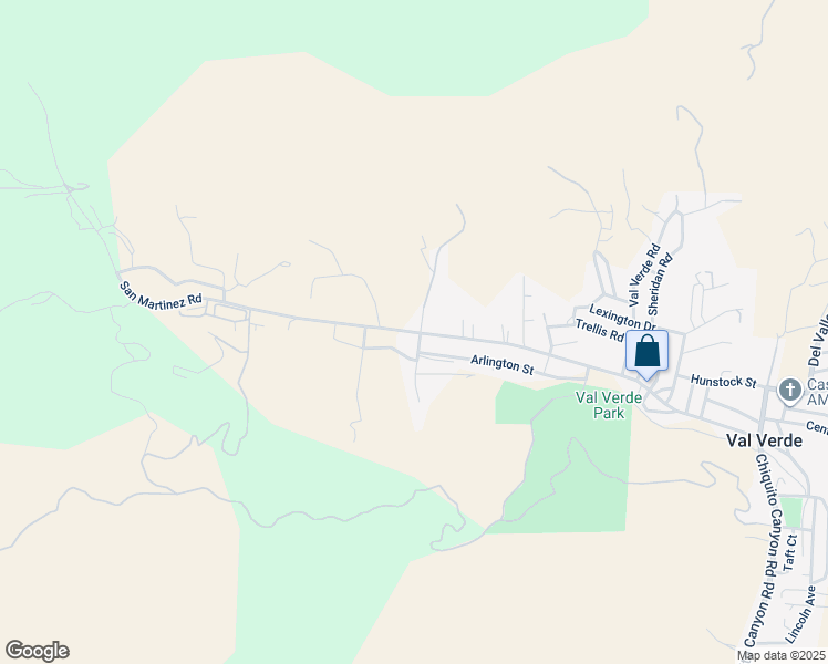 map of restaurants, bars, coffee shops, grocery stores, and more near San Martinez Road in Val Verde