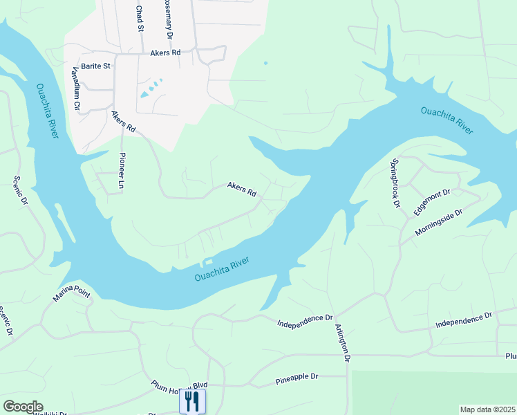 map of restaurants, bars, coffee shops, grocery stores, and more near 1221 Akers Road in Hot Spring County