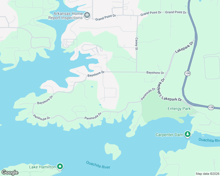 map of restaurants, bars, coffee shops, grocery stores, and more near 131 Bay Ridge Loop in Hot Springs