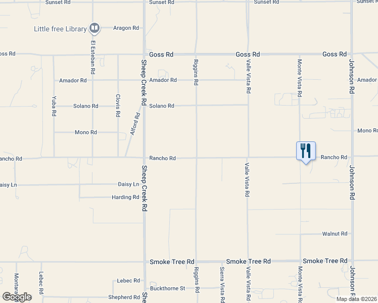 map of restaurants, bars, coffee shops, grocery stores, and more near 4274 Rancho Road in Phelan