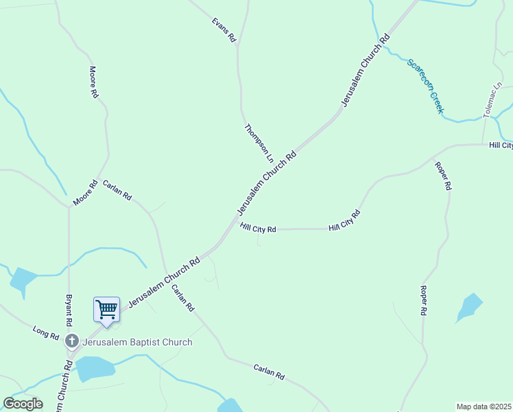 map of restaurants, bars, coffee shops, grocery stores, and more near 2279 Jerusalem Church Road in Jasper