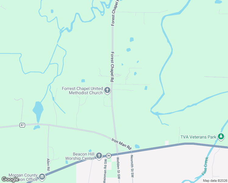 map of restaurants, bars, coffee shops, grocery stores, and more near 264 Forest Chapel Road in Hartselle