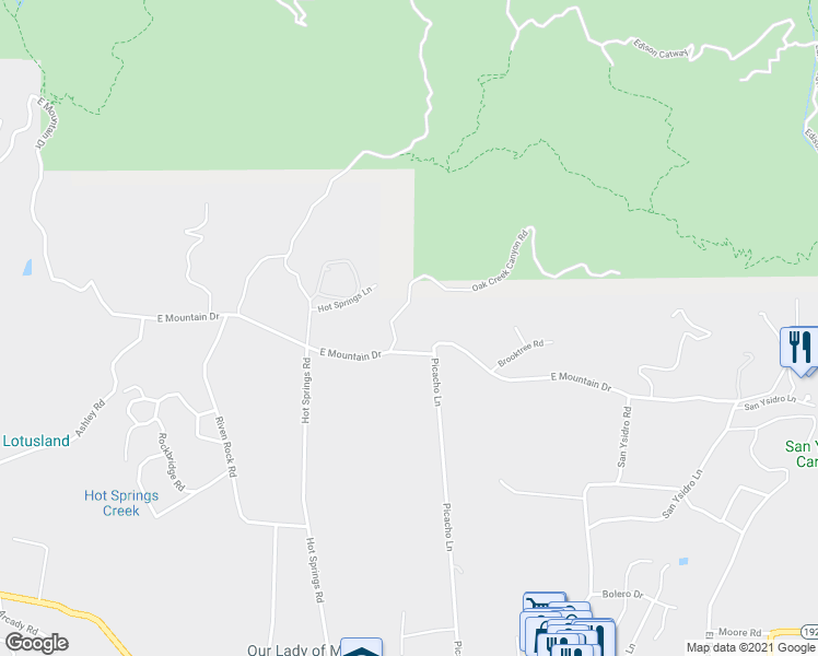 map of restaurants, bars, coffee shops, grocery stores, and more near 901 Picacho Lane in Montecito