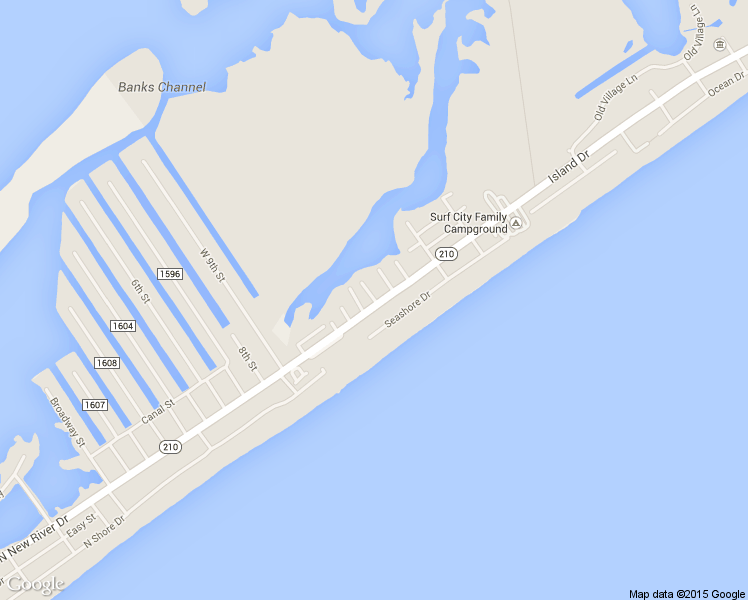 map of restaurants, bars, coffee shops, grocery stores, and more near 1500-1598 Wahoo Street in North Topsail Beach