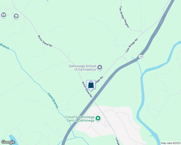 map of restaurants, bars, coffee shops, grocery stores, and more near Chestatee Industrial Park Drive in Dahlonega