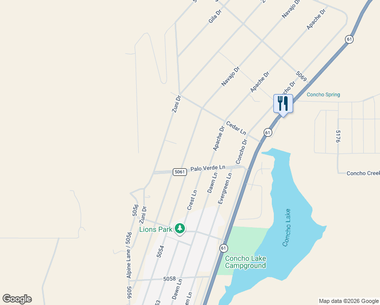 map of restaurants, bars, coffee shops, grocery stores, and more near 18-20 Navajo Dr in Apache
