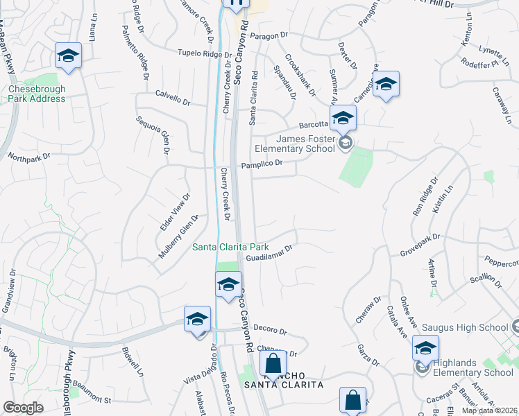 map of restaurants, bars, coffee shops, grocery stores, and more near 27362 Santa Clarita Road in Santa Clarita