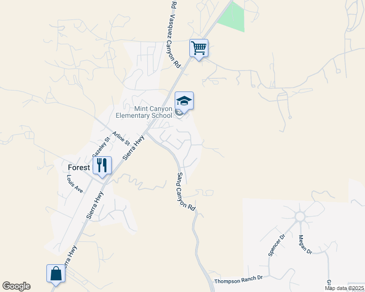map of restaurants, bars, coffee shops, grocery stores, and more near 30000 Sand Canyon Road in Los Angeles County