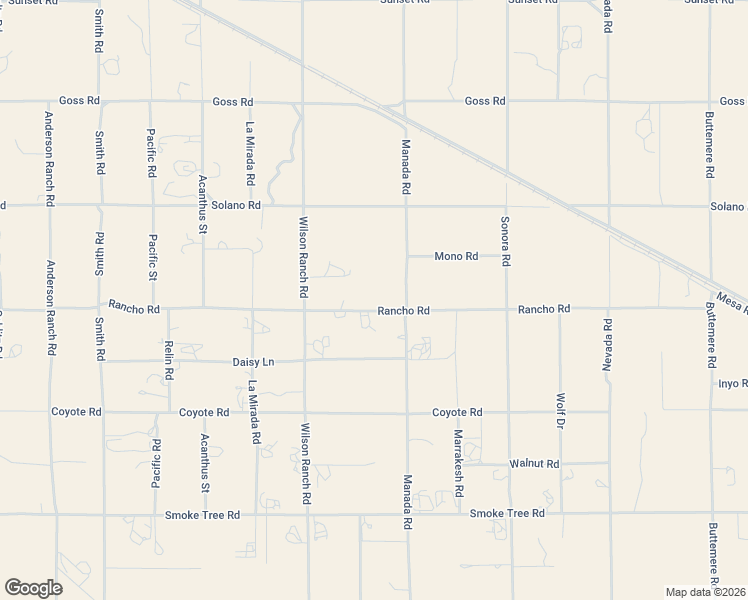 map of restaurants, bars, coffee shops, grocery stores, and more near 6576 Rancho Road in Phelan