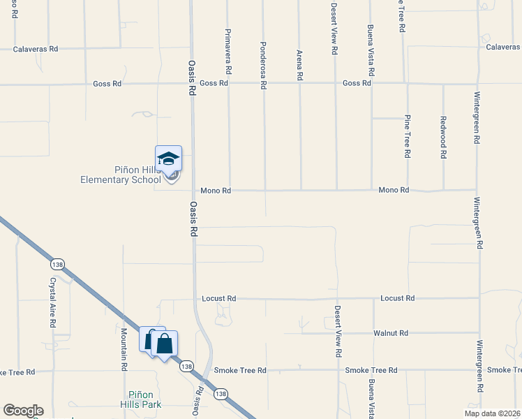 map of restaurants, bars, coffee shops, grocery stores, and more near 1063 Mono Road in Pinon Hills