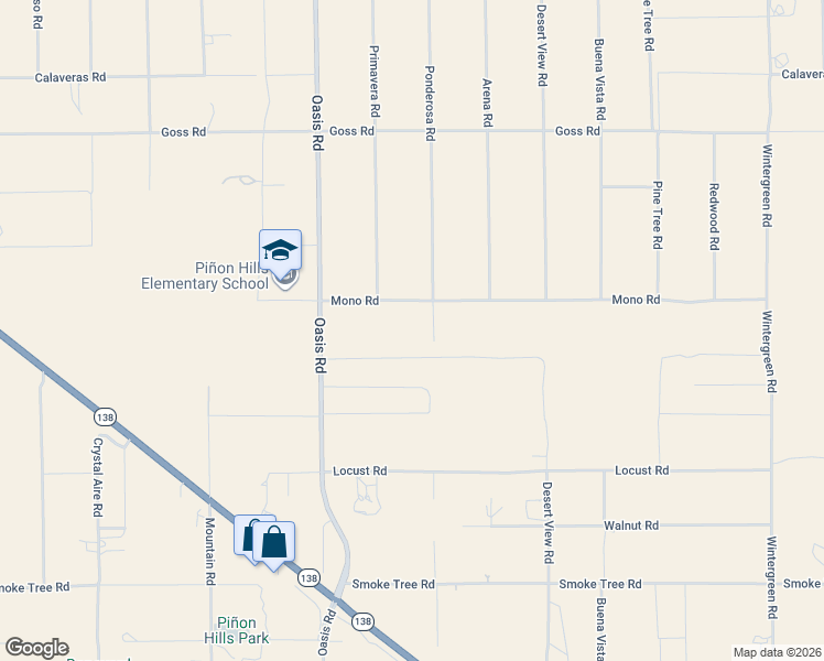 map of restaurants, bars, coffee shops, grocery stores, and more near 1063 Mono Road in Pinon Hills