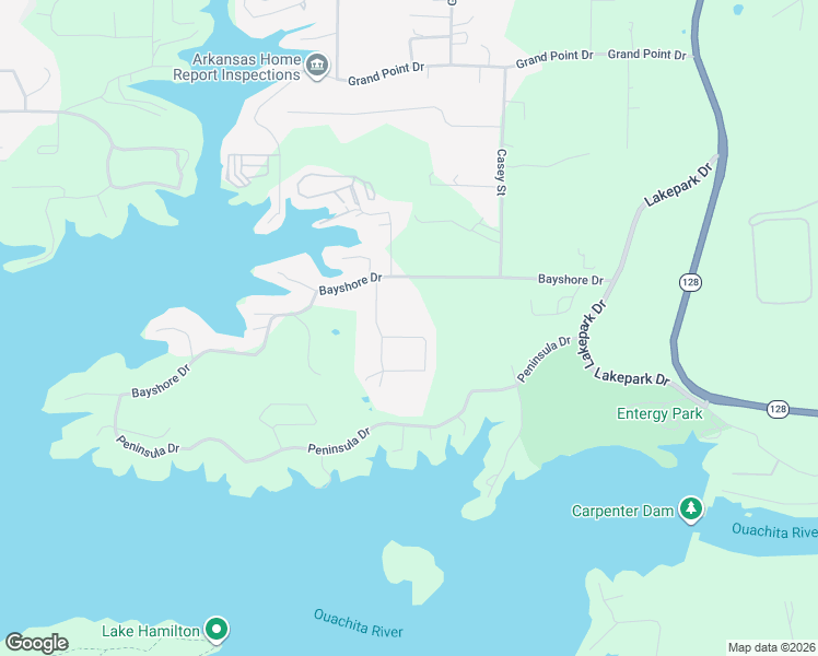 map of restaurants, bars, coffee shops, grocery stores, and more near 126 Bay Ridge Loop in Hot Springs