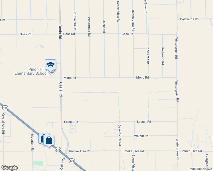 map of restaurants, bars, coffee shops, grocery stores, and more near 1189 Mono Road in Pinon Hills