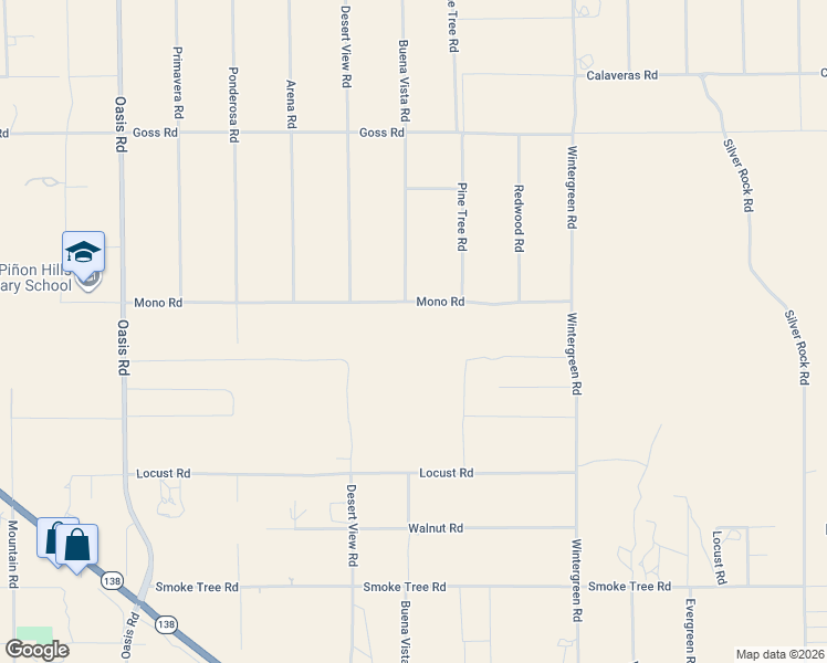 map of restaurants, bars, coffee shops, grocery stores, and more near 1387 Mono Road in Pinon Hills