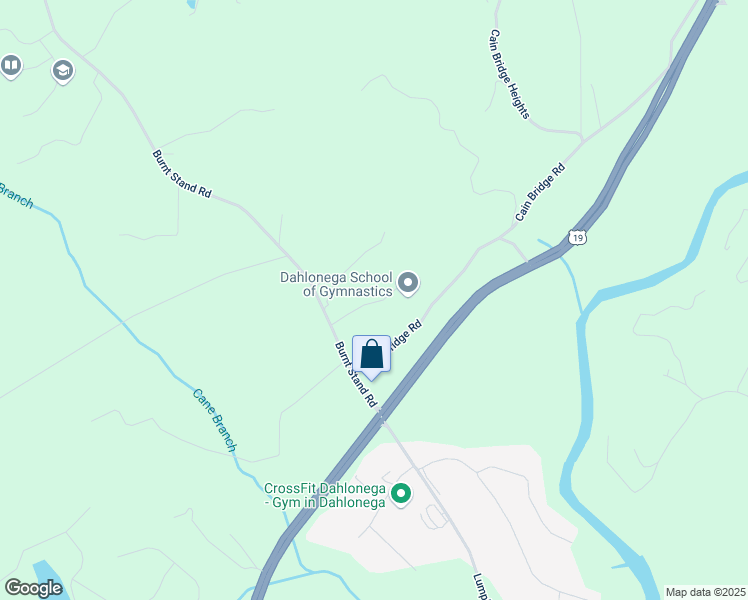 map of restaurants, bars, coffee shops, grocery stores, and more near Chestatee Industrial Park Drive in Dahlonega
