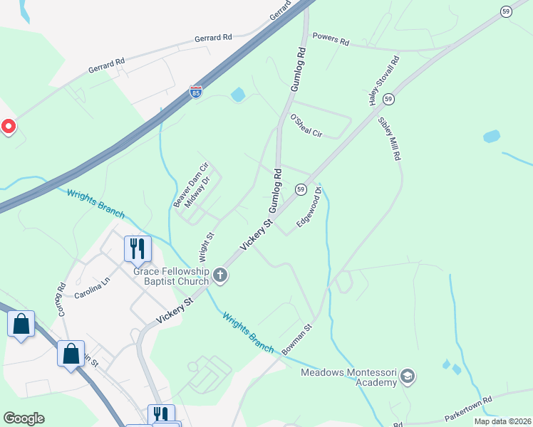 map of restaurants, bars, coffee shops, grocery stores, and more near 15 Gumlog Road in Lavonia