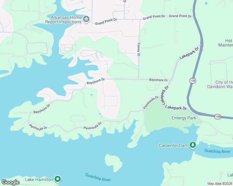 map of restaurants, bars, coffee shops, grocery stores, and more near 126 Bay Ridge Loop in Hot Springs