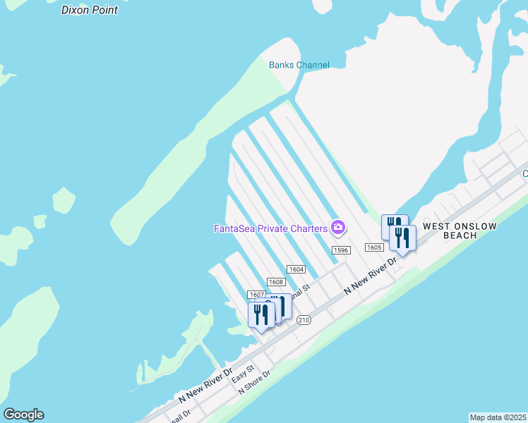 map of restaurants, bars, coffee shops, grocery stores, and more near 4075 4th Street in Surf City