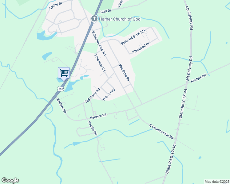 map of restaurants, bars, coffee shops, grocery stores, and more near 2344 Tolar Loop in Dillon