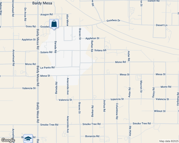 map of restaurants, bars, coffee shops, grocery stores, and more near 10192 Mesa Street in Victorville