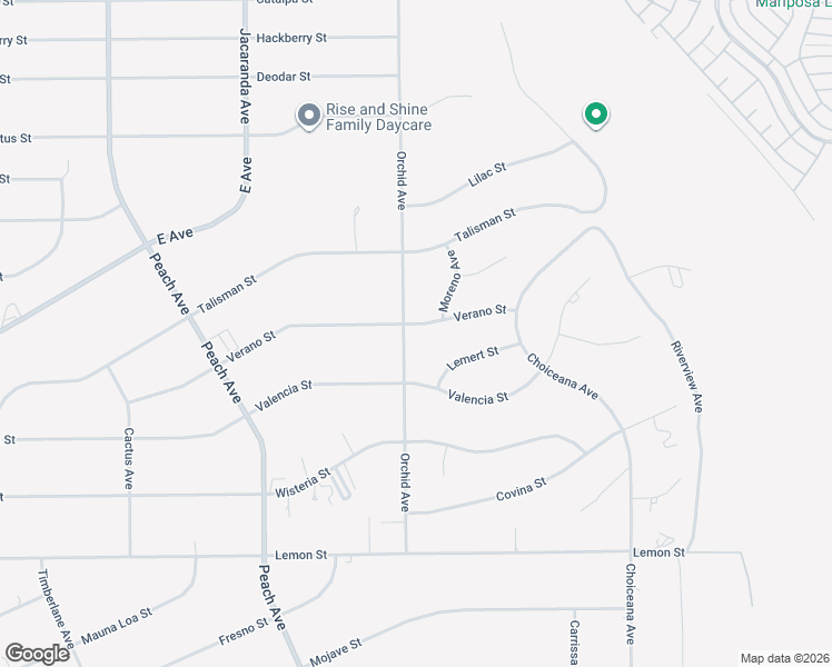 map of restaurants, bars, coffee shops, grocery stores, and more near 18523 Verano Street in Hesperia