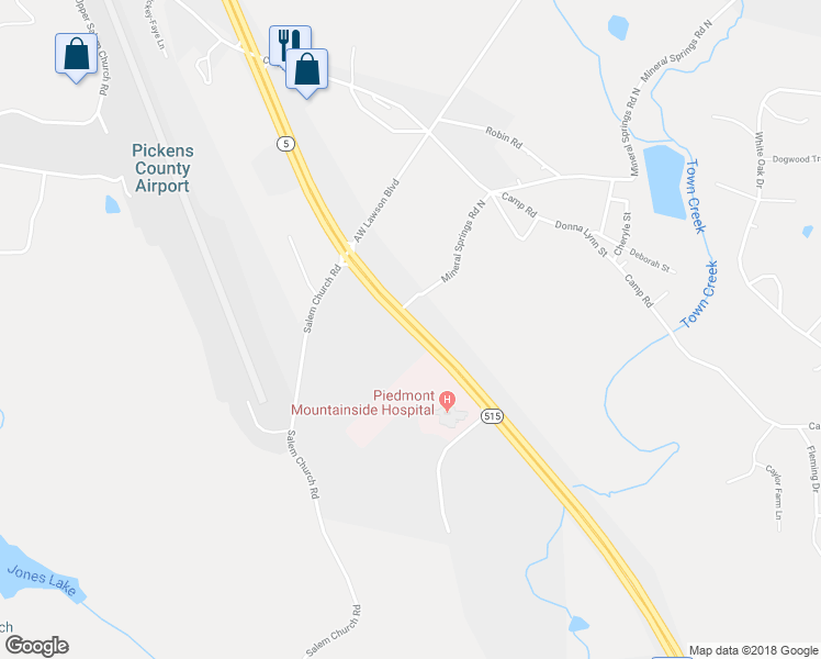 map of restaurants, bars, coffee shops, grocery stores, and more near Georgia 515 in Jasper