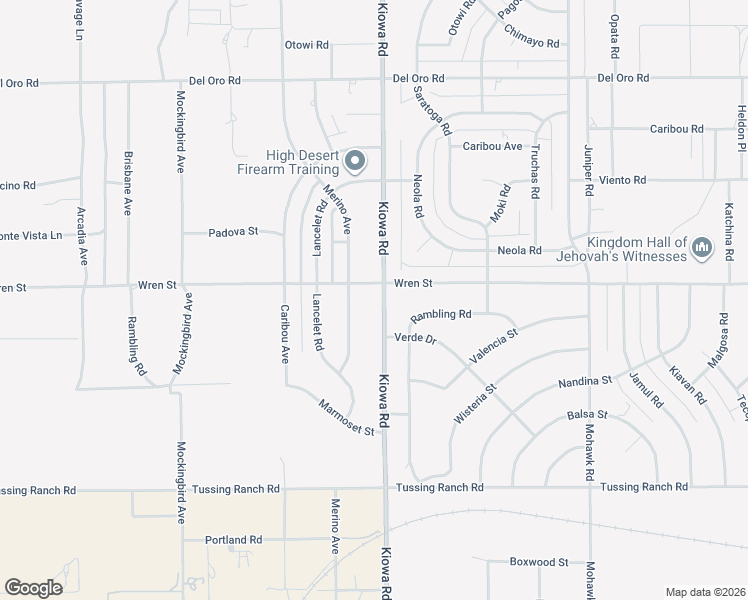 map of restaurants, bars, coffee shops, grocery stores, and more near 10868 Kiowa Road in Apple Valley