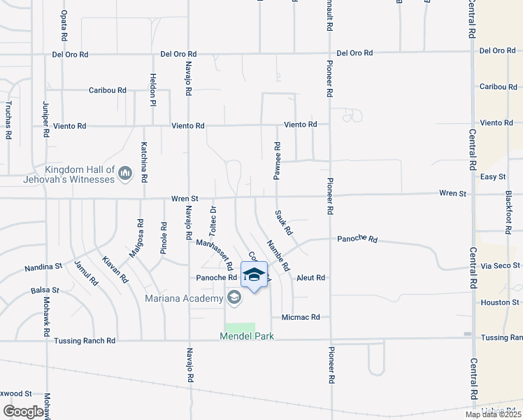 map of restaurants, bars, coffee shops, grocery stores, and more near 10867 Nambe Road in Apple Valley