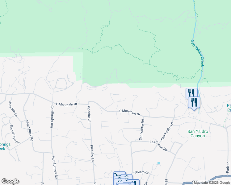 map of restaurants, bars, coffee shops, grocery stores, and more near 1440 Irvine Lane in Montecito