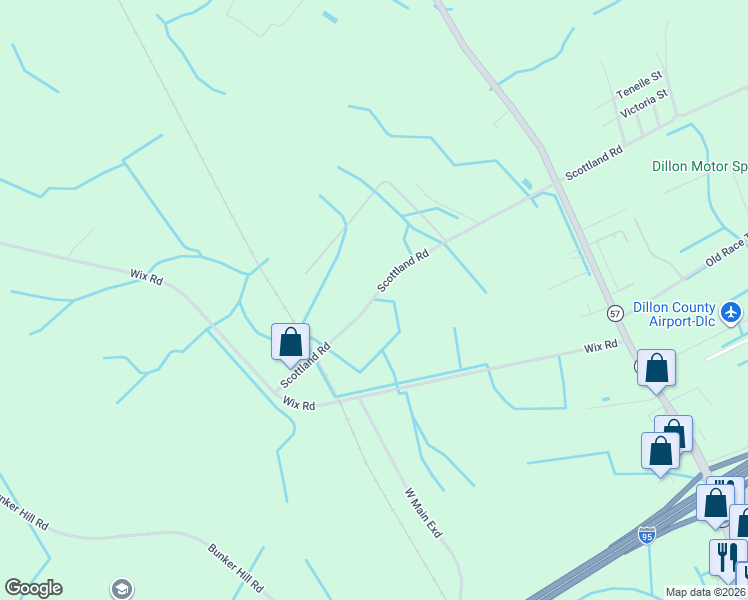map of restaurants, bars, coffee shops, grocery stores, and more near 780 Scottland Road in Dillon