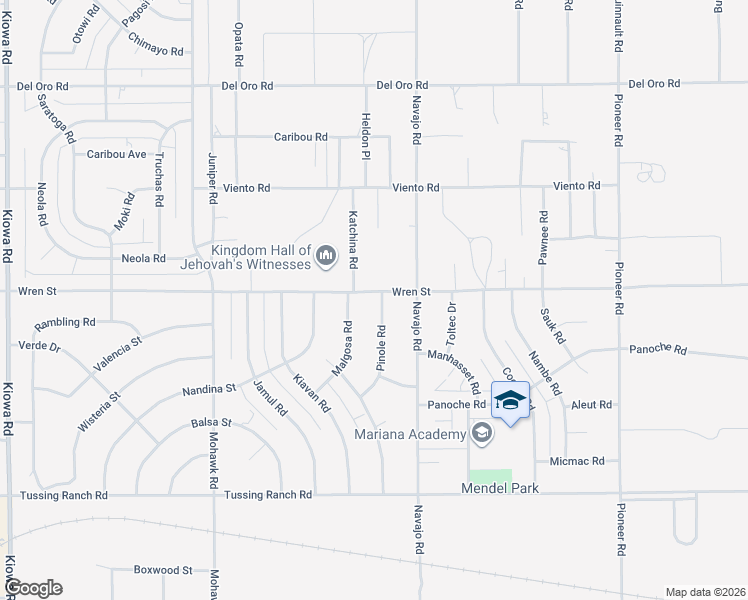 map of restaurants, bars, coffee shops, grocery stores, and more near 10882 Pinole Road in Apple Valley