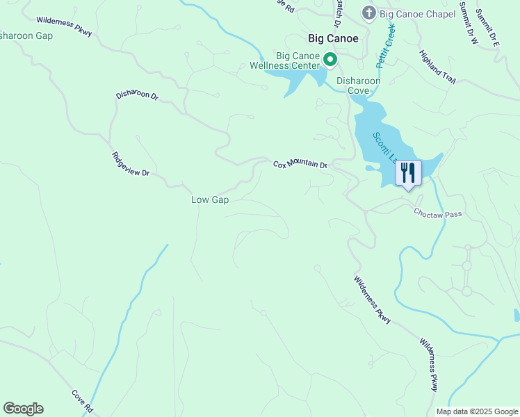 map of restaurants, bars, coffee shops, grocery stores, and more near Cox Mountain Drive in Pickens County