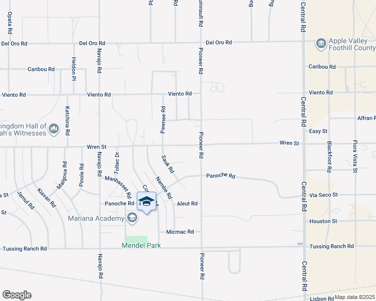 map of restaurants, bars, coffee shops, grocery stores, and more near 22047 Wren Street in Apple Valley